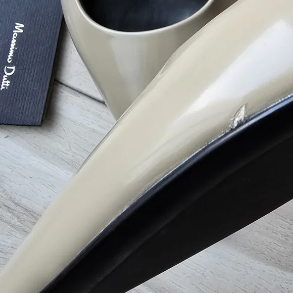 Massimo Dutti Heeled slingback pointed beige nude/ sandals kitty heel - Picture 10 of 11